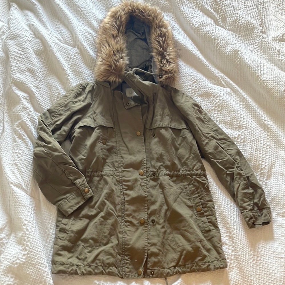 Ann Taylor loft linen cotton blend utility military style jacket